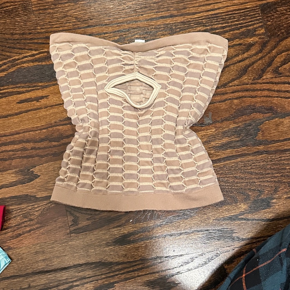 Tan Strapless Women Top